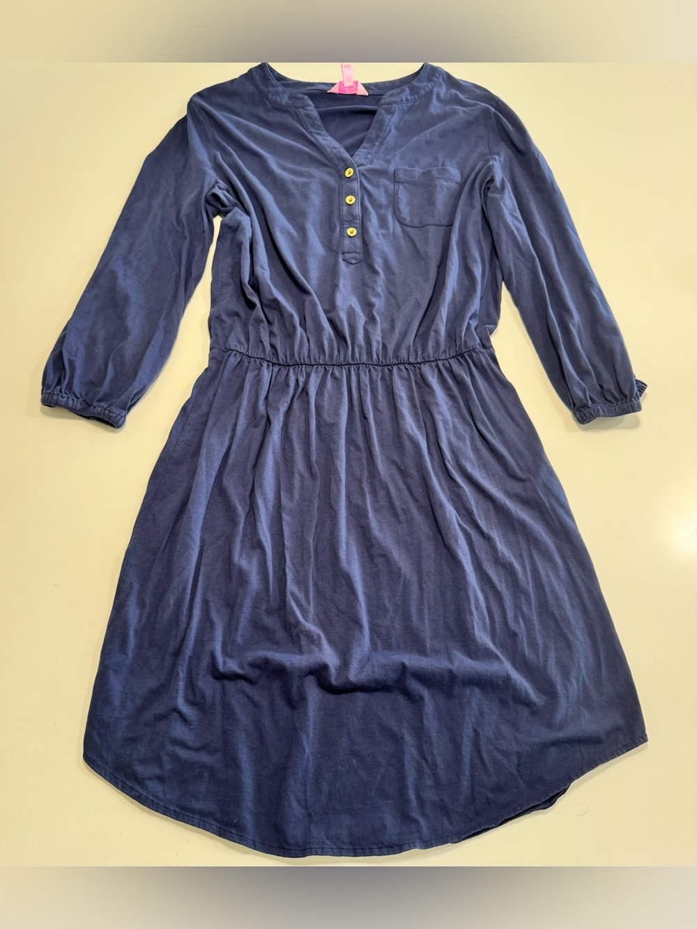 Lilly Pulitzer Beacon All Together Now & Navy Blue Cotton Jersey Dress Size Med - Picture 9 of 16